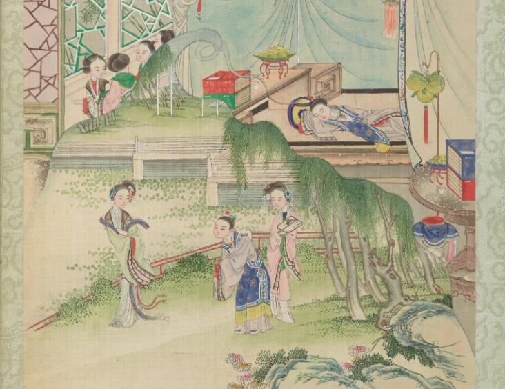 红楼梦赋图册.存十九幅.清.萧山青士沈谦.赋.盛昱录.清同治十二年绘本